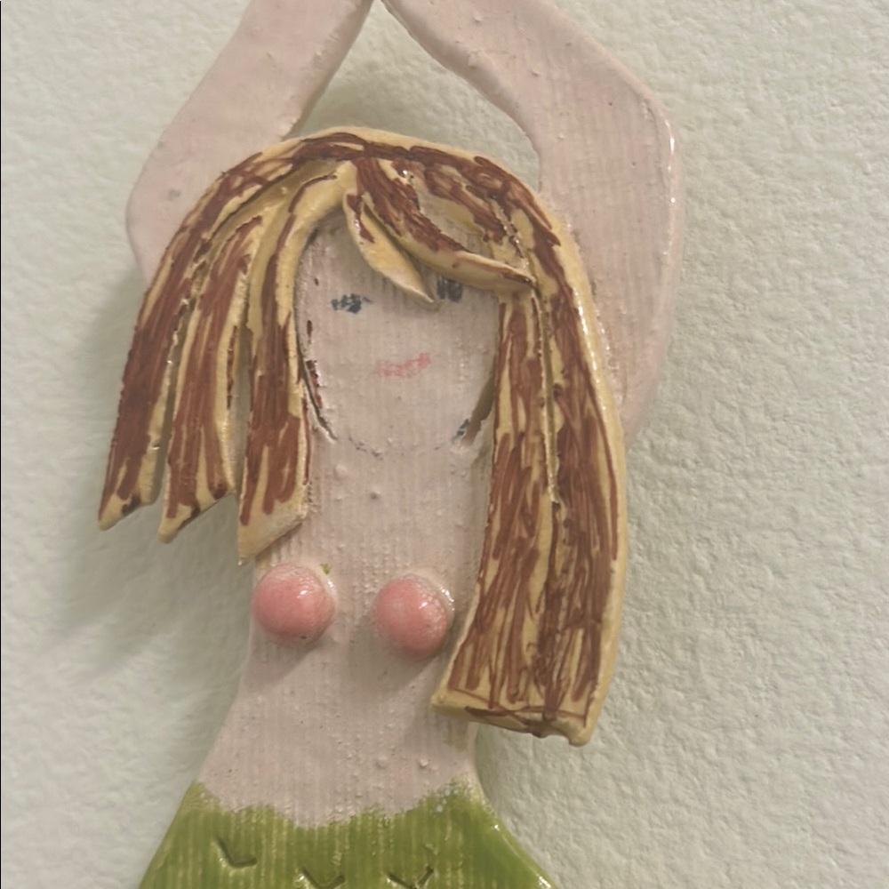 Handcrafted Mermaid Wall Decor - Green and Brown - Picture 2 of 7